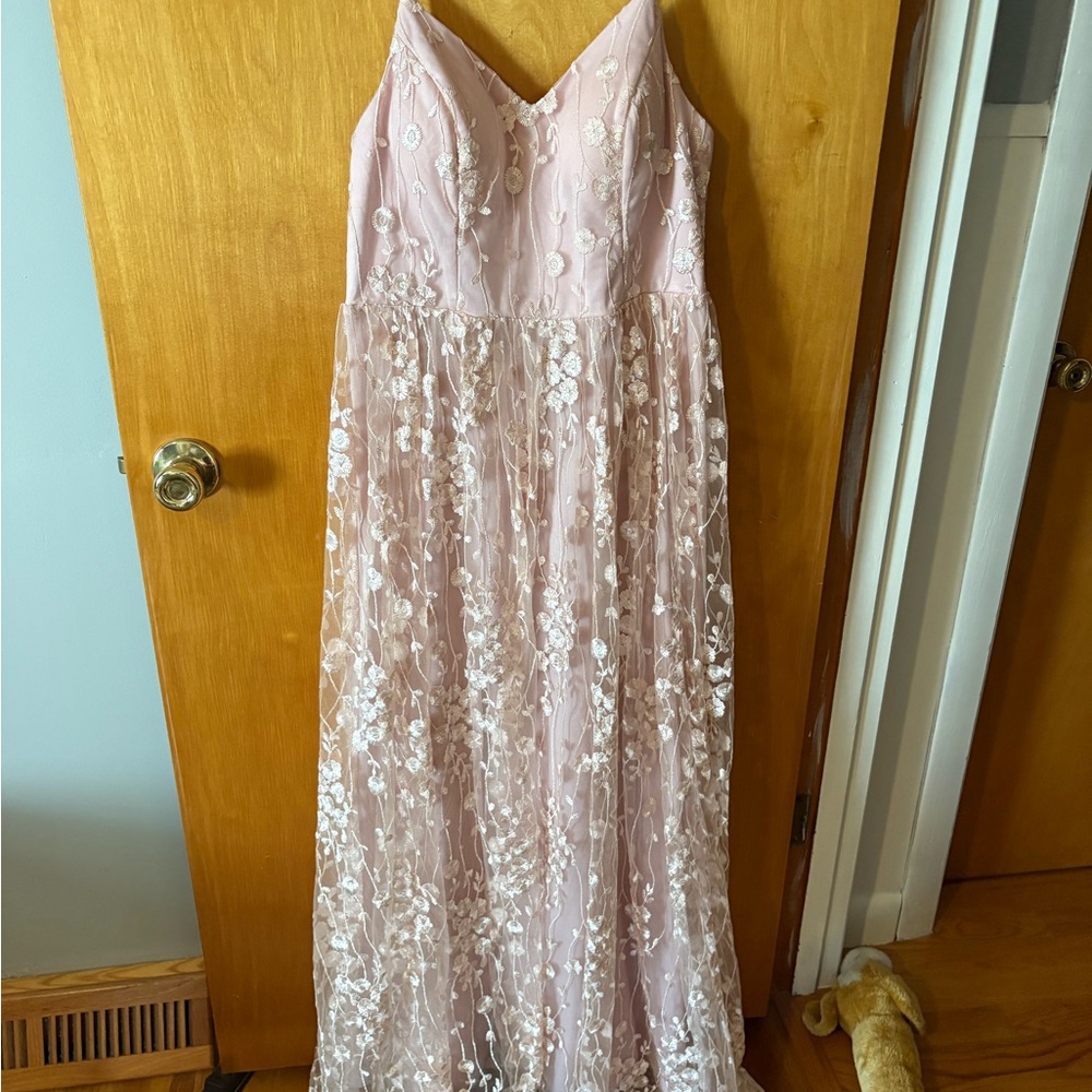 Elegant Pink Floral Maxi Dress